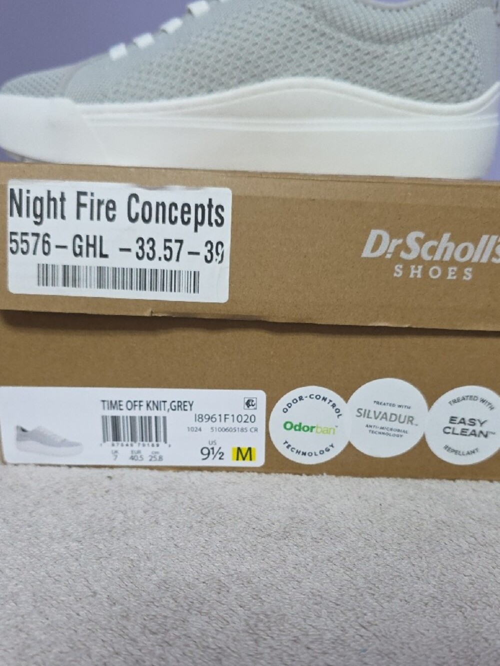 Dr. Scholl's Light Grey Knit Casual Sneakers in 9.5M - Picture 2 of 7
